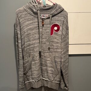 Phillies Logo  Gray Hooded Sweatshirt